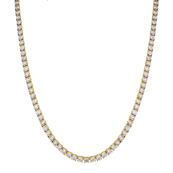 5mm Single Row Iced Out Wholesale Tennis Choker Chain With yellow Gold Plated