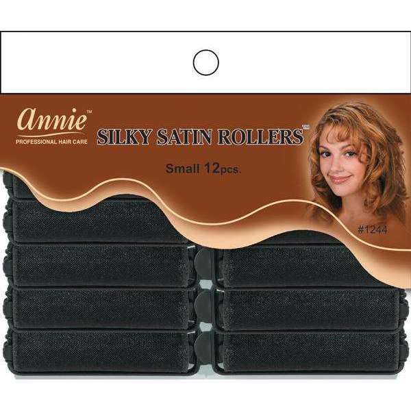 Annie Silky Satin Hair Rollers Small, 12 Count, Black