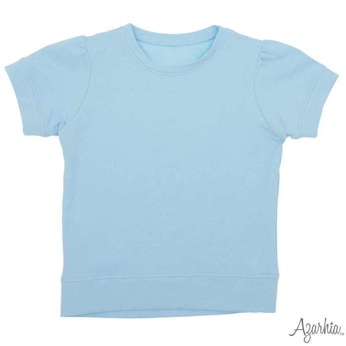 Azarhia S/S Holly Puff Sleeve Shirt-Lt. Blue