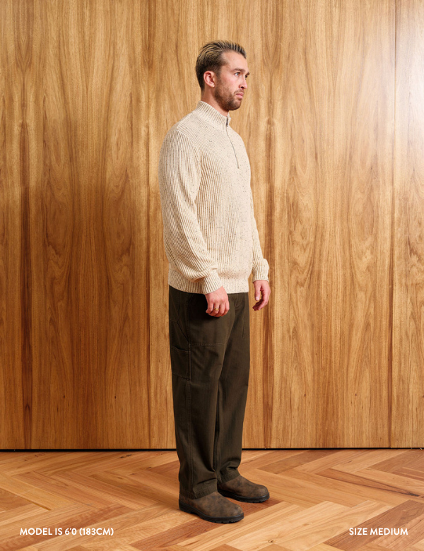 Beau Quarter Zip Knit - Oatmeal