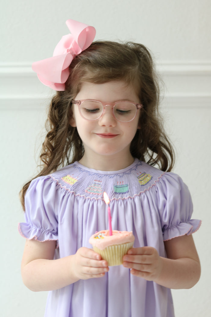 Toddler wearing Birthday Girl Annabelle Bloomer Set.
