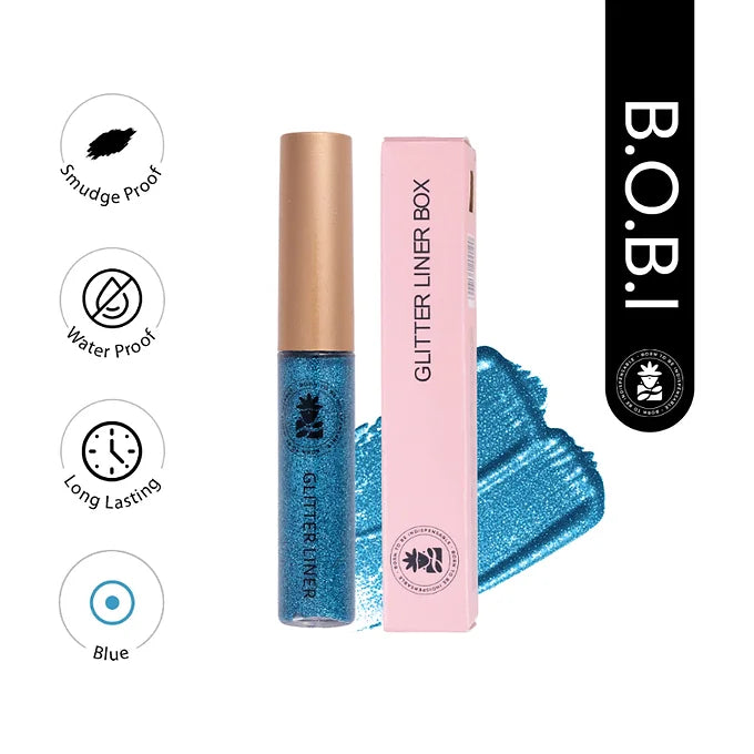 BOBI Glitter Eyeliner Blue | Diamond Sparkle Finish | Waterproof Long Wear
