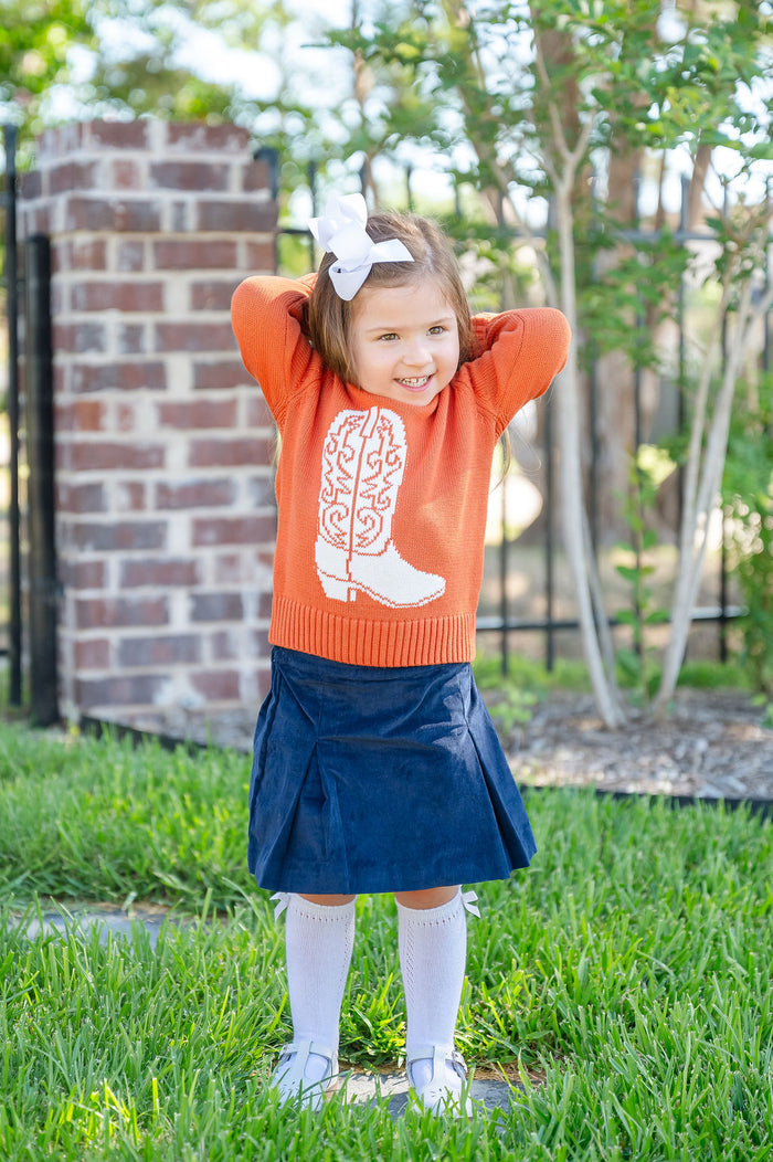 Burnt Orange Cowboy Boot Sweater