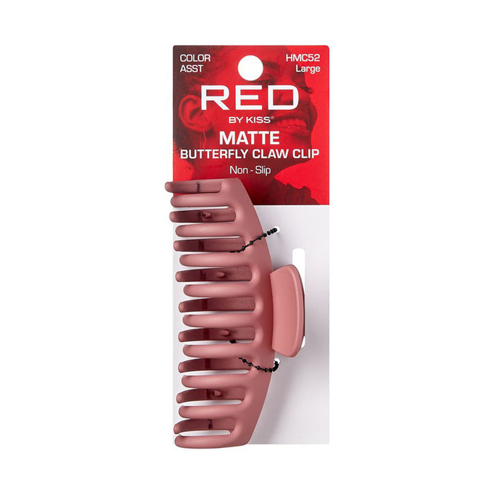 RED BEAUTY by KISS large matte butterfly claw clip in dusty rose non slip hair accessory