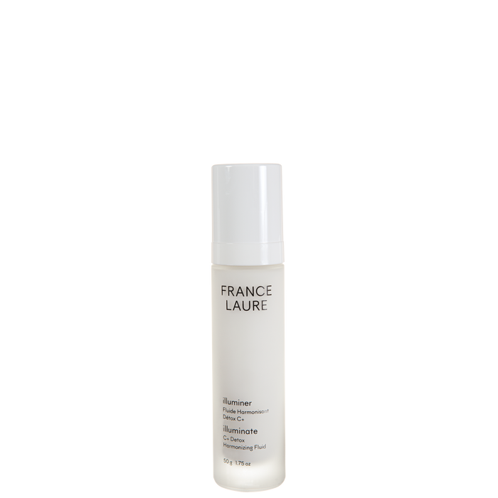 France Laure Illuminate C+ Detox Harmonizing Fluid in sleek white bottle, 50g skincare product for radiant skin