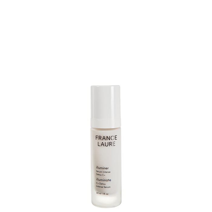 France Laure Illuminate C+ Detox Intense Serum in sleek white bottle, 30ml facial skincare for brightening and detoxifying skin