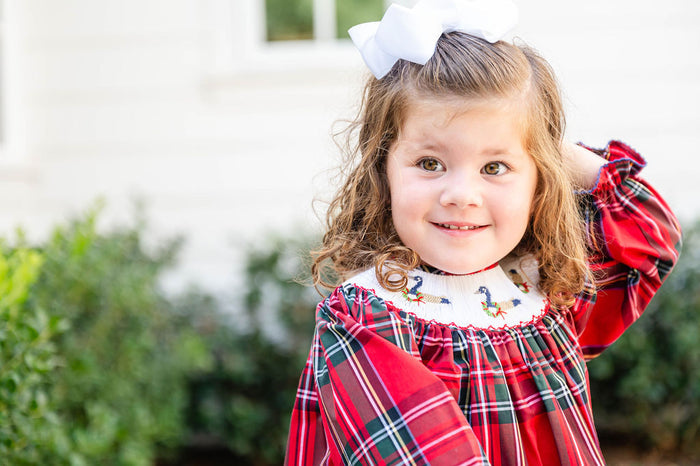 Christmas Geese Smocked Helen Dress