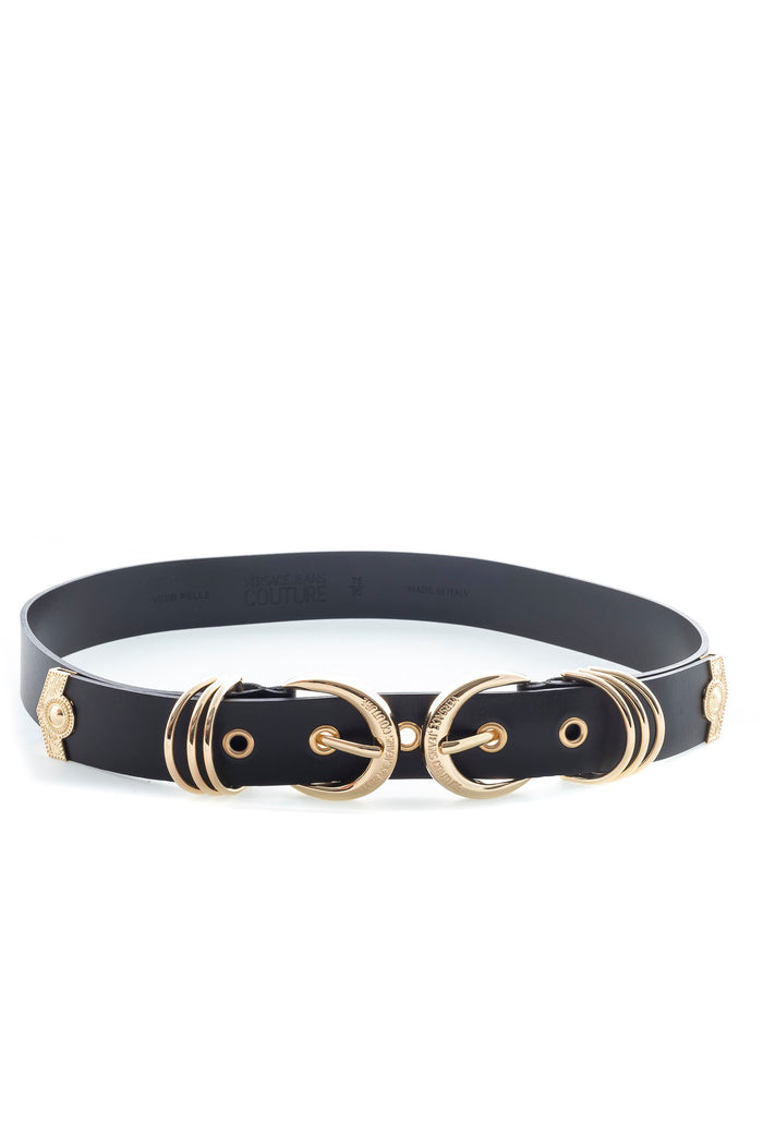 VERSACE JEANS COUTURE Cintura doppia fibbia pelle nero/oro BF11 71447-899