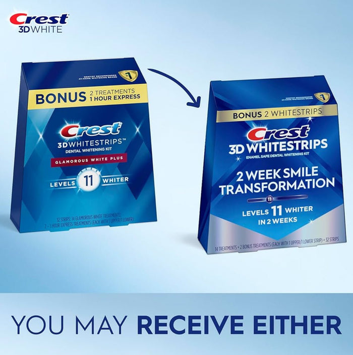 Crest 3D Whitestrips Level 11 Whitening Kit (32 Strips) مجموعة تبييض الأسنان شرائط كريست ثلاثية الأبعاد لتبييض الأسنان المستوى 11 - Princess Cosmetics Qatar