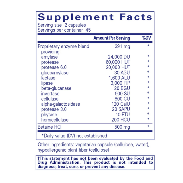 Digestive Enzymes Ultra with Betaine HCl 90 capsules by Pure Encapsulations