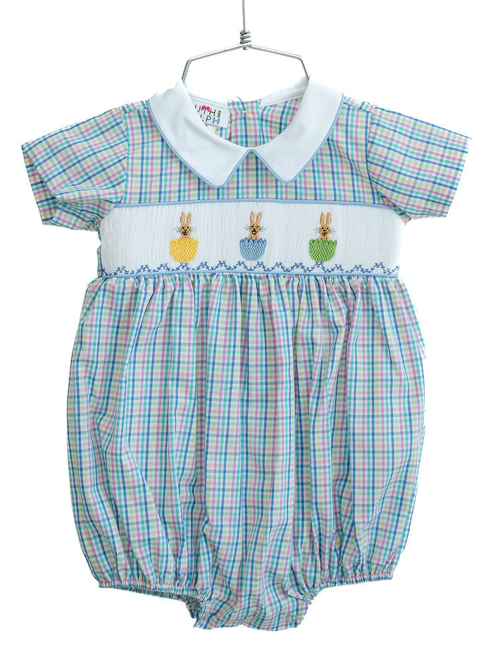 Easter Bunny in Eggs Smocked Henry Bubble