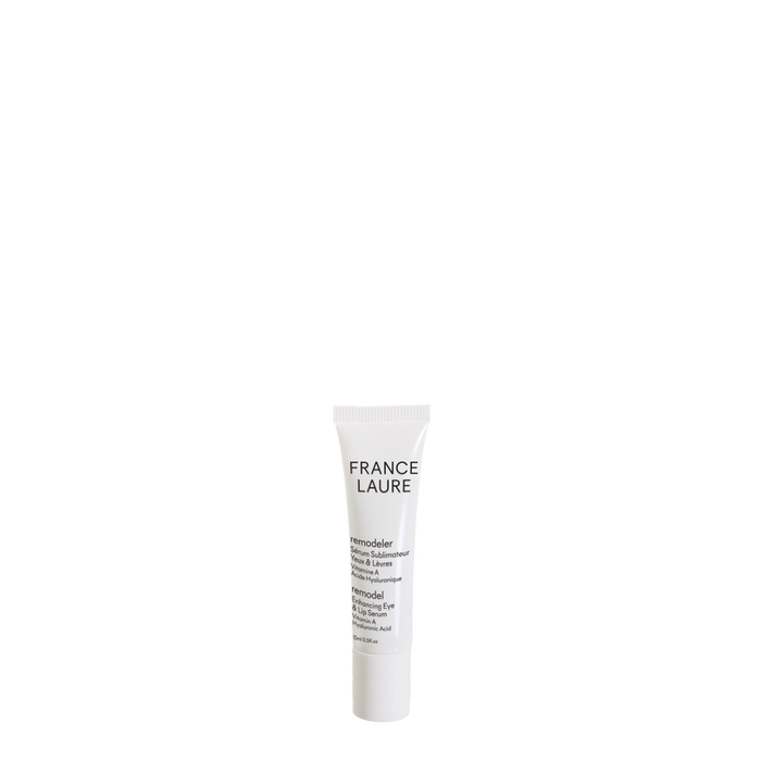 France Laure Remodeler Enhancing Eye & Lip Serum with Vitamin A and Hyaluronic Acid in sleek white tube packaging