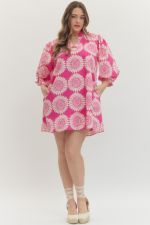 Entro Printed Bracelet Sleeve Mini Dress