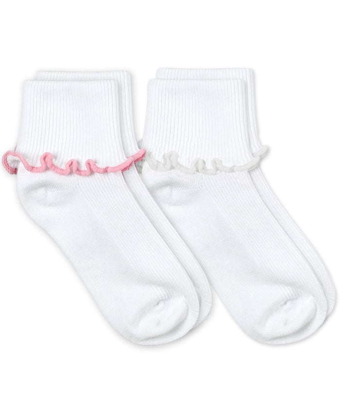 Jefferies Ripple Edge Socks - pink/white (2 Pairs Pack)