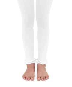 Jefferies Socks Pima Cotton Ruffle Footless Tights - White