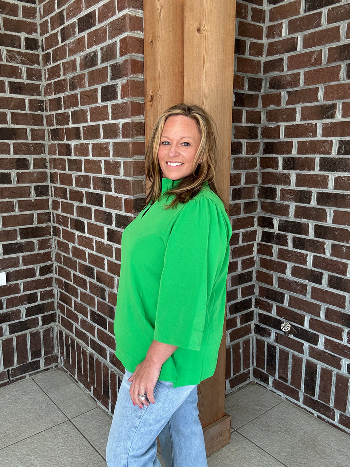 Jodifl Crinkled Ruffle Neck Top