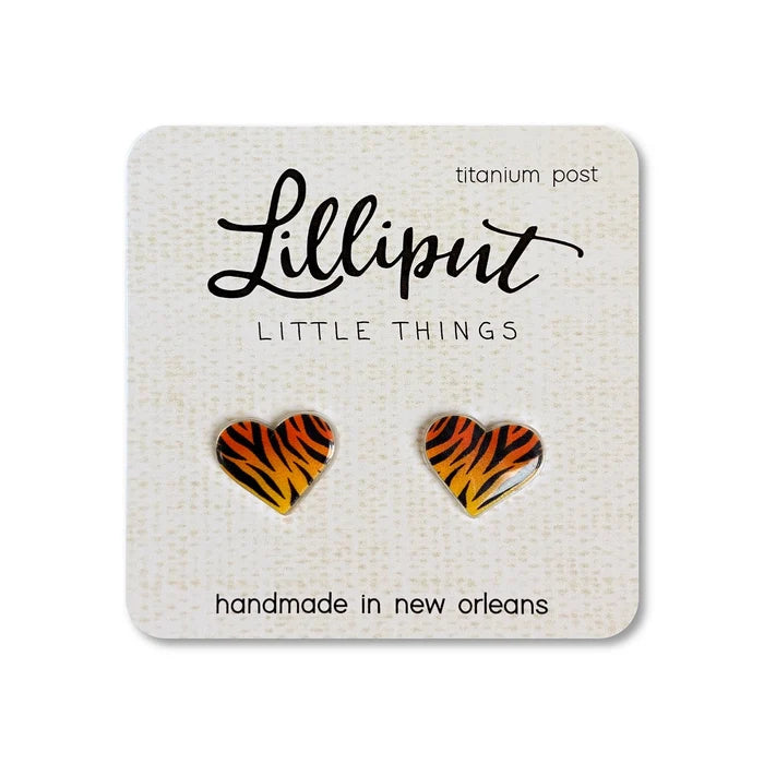 Lilliput Tiger Stripe Heart Earrings