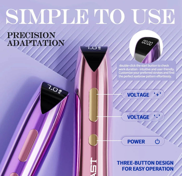 Detailed specifications of the Mast P60 Wireless Permanent Makeup Tattoo Machine, emphasizing its powerful motor system and efficiency for permanent makeup applications.