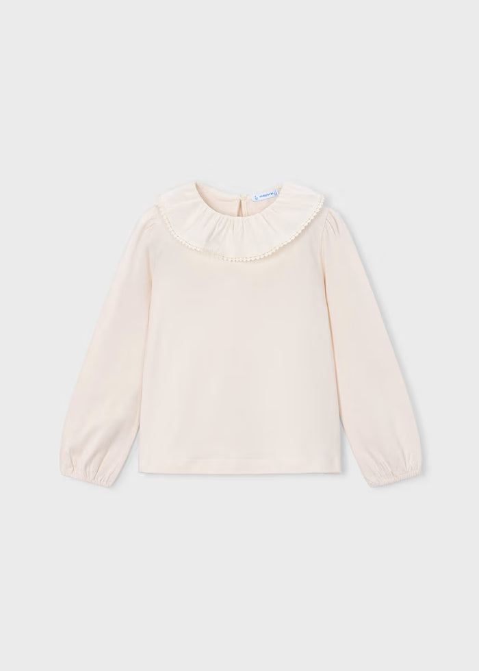 Mayoral Ruffled Neck Blouse-Soy