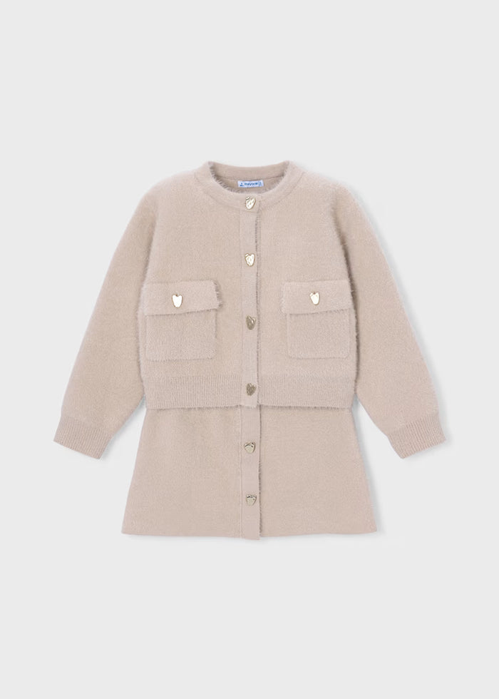 Mayoral Tricot Skirt Set-Beige