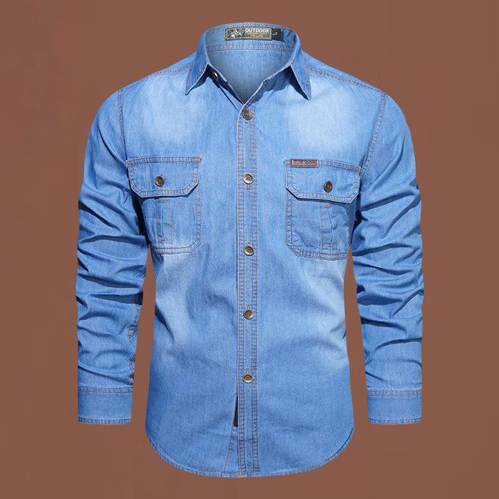 Men's Cotton Washed Denim Jacket — Loose Casual Autumn Style