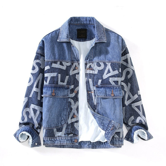 Men's Korean Style Heavy Craft Washed Baggy Denim Jacket — Youth Streetwear
