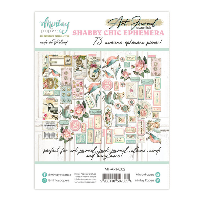 Mintay - Art Journal Ephemera Pack - Shabby Chic. Available at Embellish Away in Bowmanville Ontario Canada.