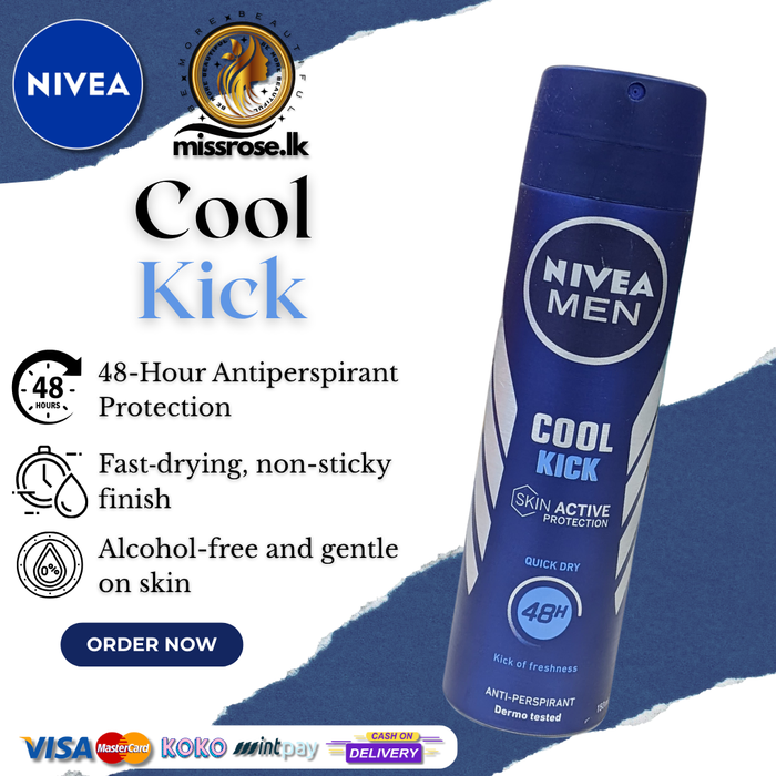 NIVEA Men Cool Kick Body Spray 48 H Long Lasting Freshness 150Ml