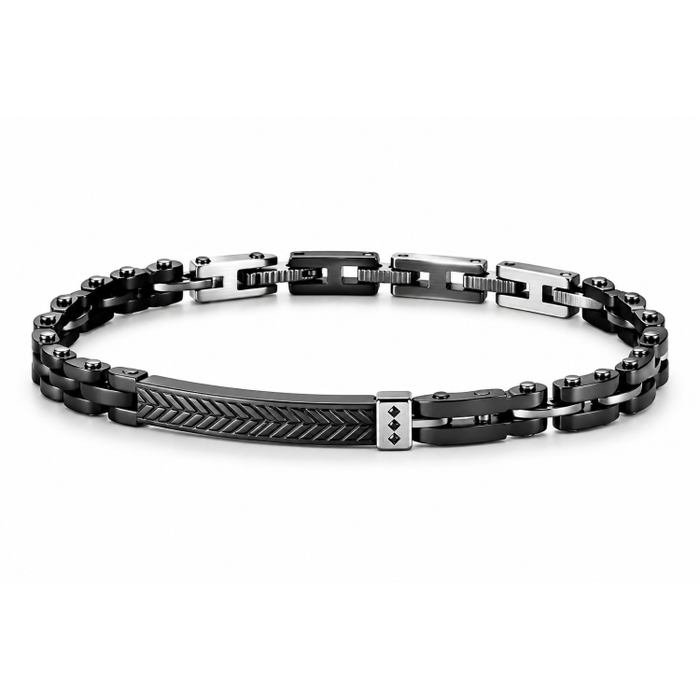 Orion Path Black PVD Stainless Steel Bracelet with Ceramic ID Bracelets