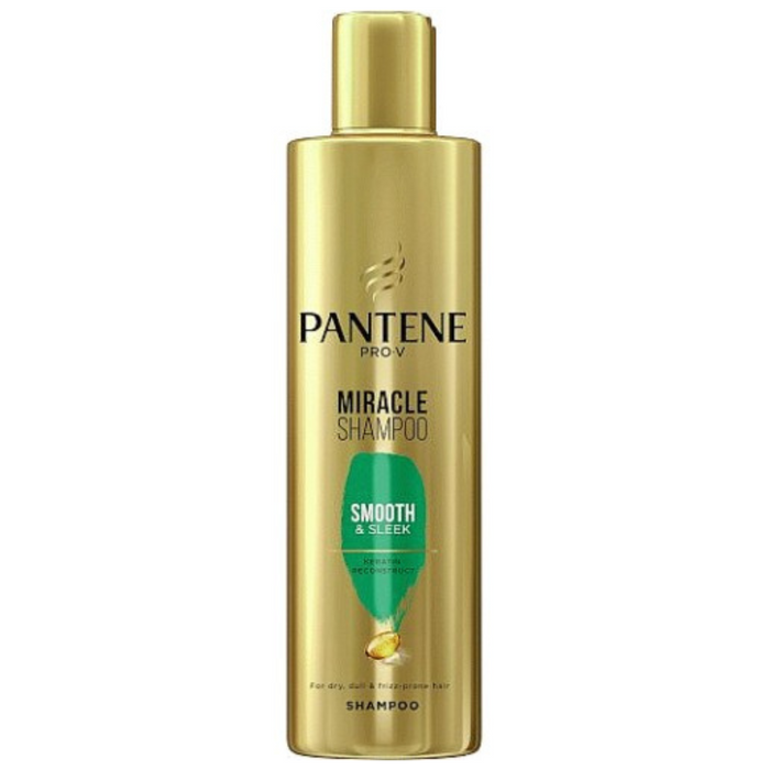 PANTENE pro v miracle shampoo smooth & sleek keratin reconstruct for dry dull & frizz prone شامبو تنعيم الشعر بالكيراتين من بانتين