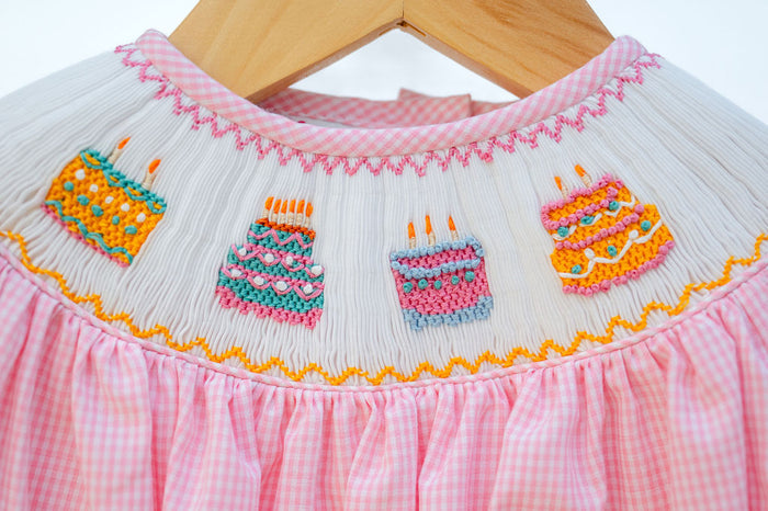 Pink Birthday Cakes Smocked Birdie Bubble