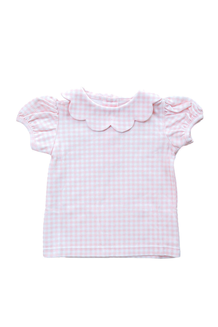Pink Gingham Scallop Peter Pan Collar Shirt & Onesie