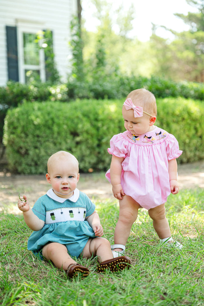 Pink Witches Smocked Birdie Bubble
