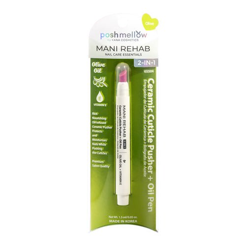 Posh Mellow Mani Rehab Nail Care Essentials Ceramic Cuticle Pusher + Oil Pen 0.05oz/ 1.5ml - ikatehouse
