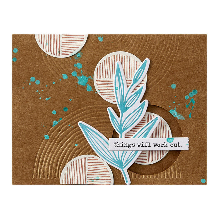 Spellbinders - Embossing Folder - Modern Botanicals - Lined Circles. By Dina Wakley. Available at Embellish Away in Bowmanville Ontario Canada. Example by brand ambassador.