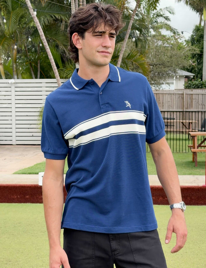 Stripe Polo - Navy Blue