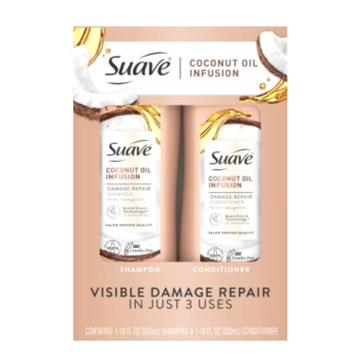 SUAVE Coconut Oil Infusion Visible Damage Repair in Just 3 Uses بكج سواف لعلاج الشعر ب ٣ استخدامات