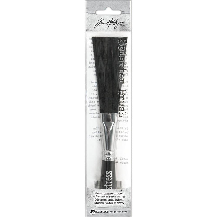 Ranger-Tim Holtz Distress Splatter Brush. Designed to create unique speckles, splatters and textures on mixed media projects with inks, paints, stains and more! This package contains one 3 inch long splatter brush with a 4 inch long handle. Imported. Available at Embellish Away located in Bowmanville Ontario Canada.