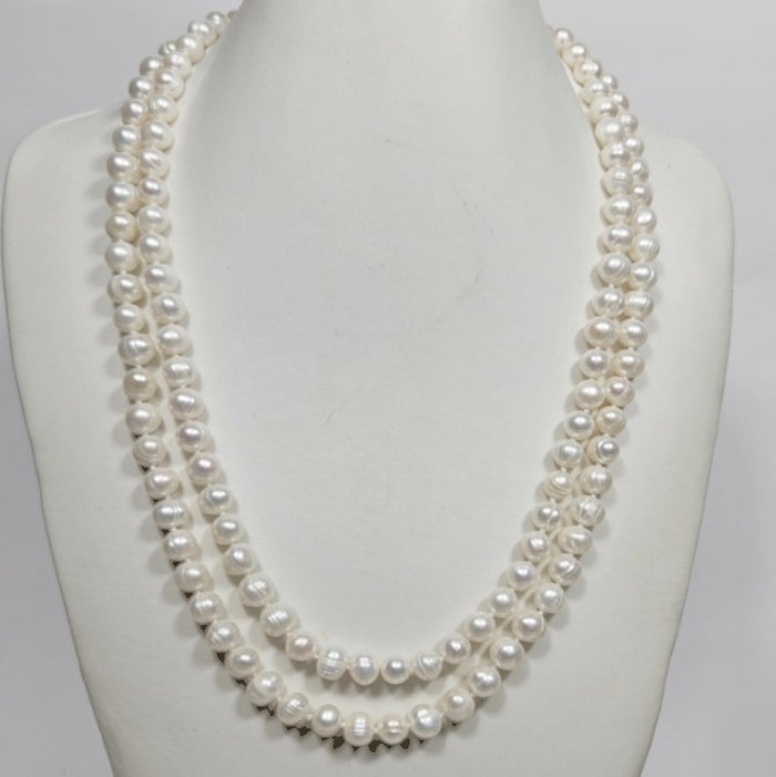 Two Strand White Baroque Freashwater Pearl Necklace