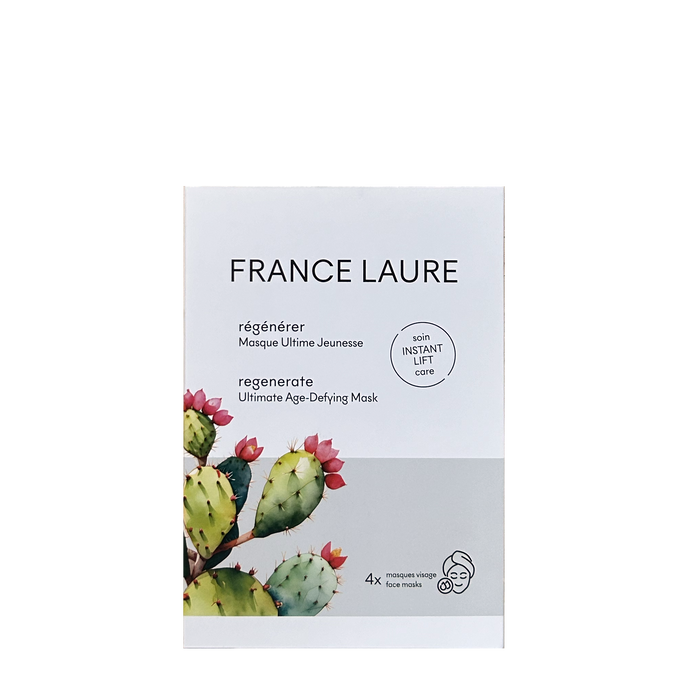France Laure Regenerate Ultimate Age-Defying Face Mask box with cactus design, 4x instant lift care masks for youthful skin