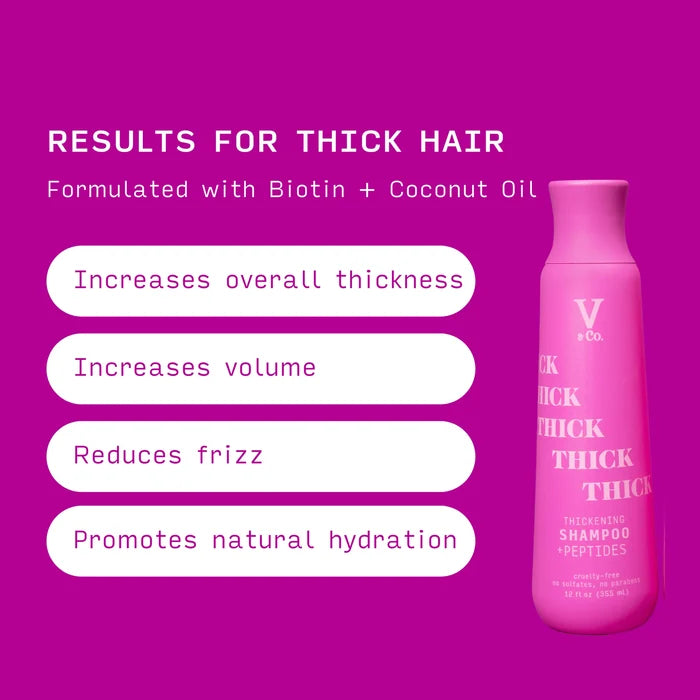 V & CO thick hair shampoo + peptides curlty free no sulfates no parabens شامبو الشعر السميك