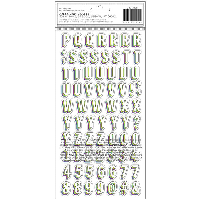 American Crafts - Vicki Boutin - Sweet Rush - Thickers Stickers - 148/Pkg - Sweet Rush Alpha/Chipboard. Available at Embellish Away located in Bowmanville Ontario Canada.