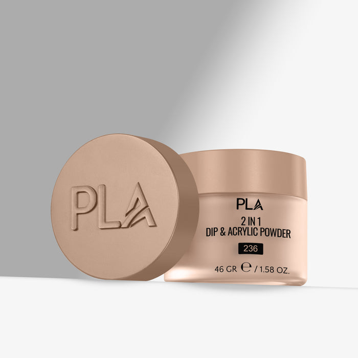 PLA 2 in 1 Dip & Acrylic Powder container with brown lid on a light gray background