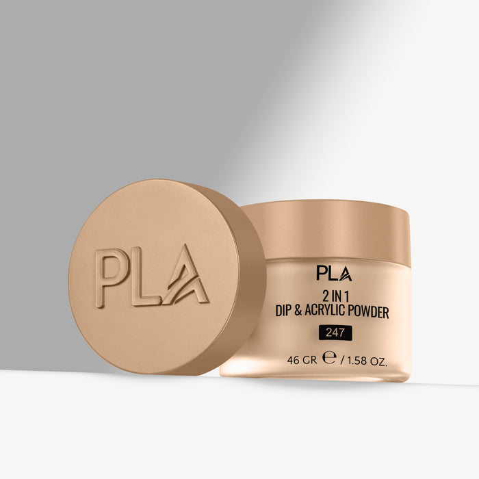 PLA 2 in 1 Dip & Acrylic Powder container with brown lid on a light gray background