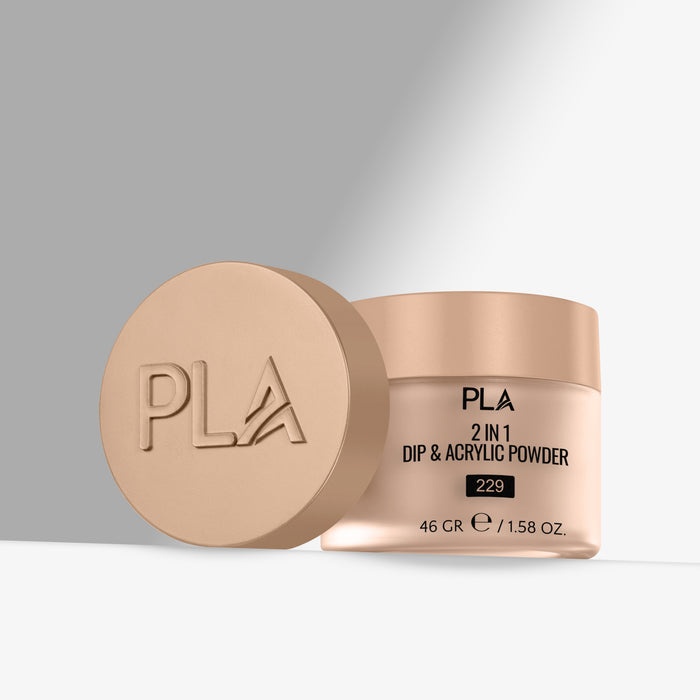 PLA 2 in 1 Dip & Acrylic Powder container with brown lid on a light gray background
