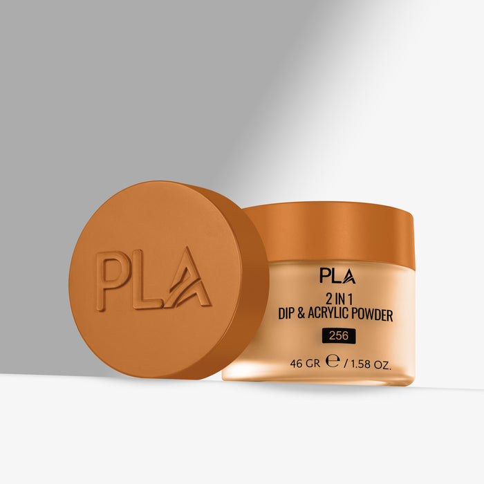 PLA 2 in 1 Dip & Acrylic Powder container with brown lid on a gray background
