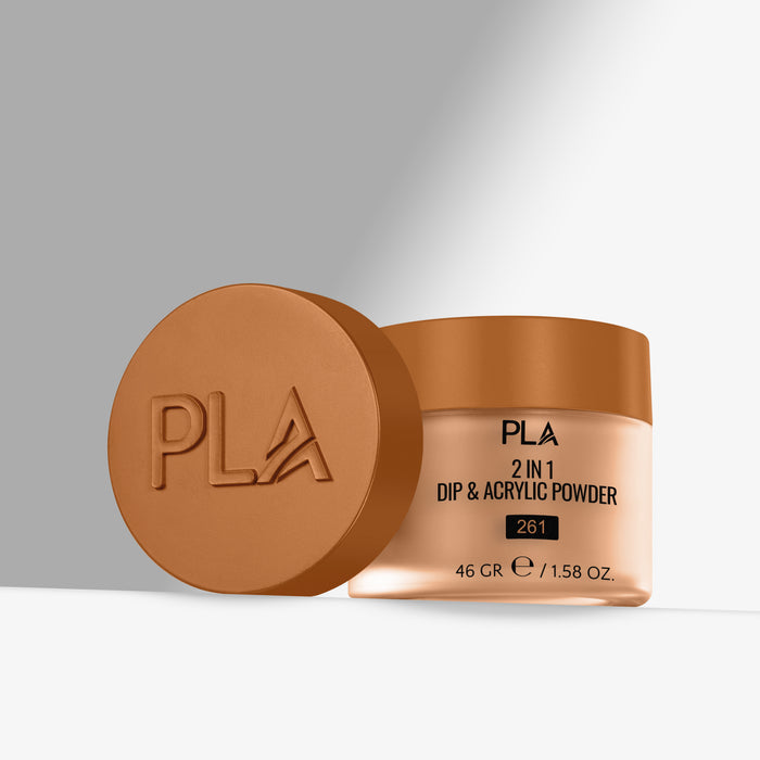 PLA 2 in 1 Dip & Acrylic Powder container with brown lid on a gray background