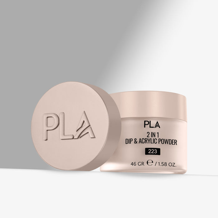 PLA 2 in 1 Dip & Acrylic Powder container on a light gray background