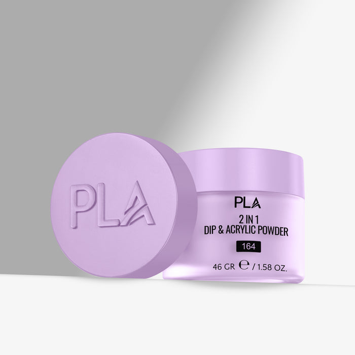 Purple container of PLA 2 in 1 Dip & Acrylic Powder on a light gray background