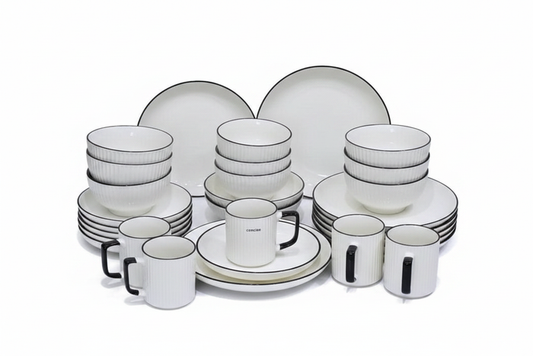 24-Piece Ceramic Dinner Set arranged on white background